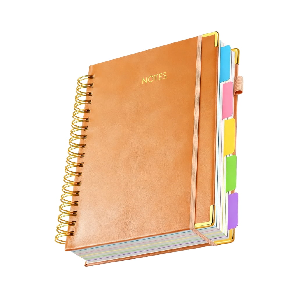 Sinyiin PU Leather Paper Notebook 300 Pages Wide Lined Twin Coil Binding Writing Journal