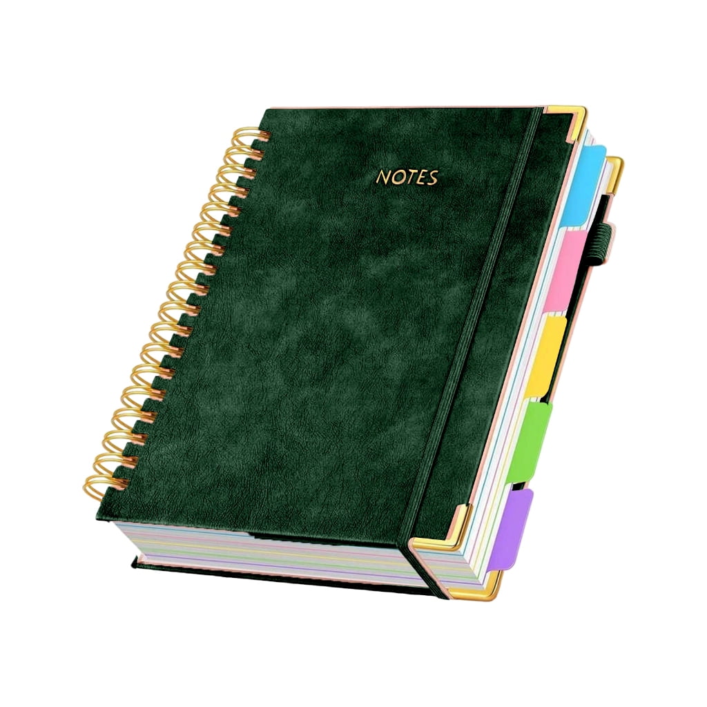 Sinyiin PU Leather Paper Notebook 300 Pages Wide Lined Twin Coil Binding Writing Journal