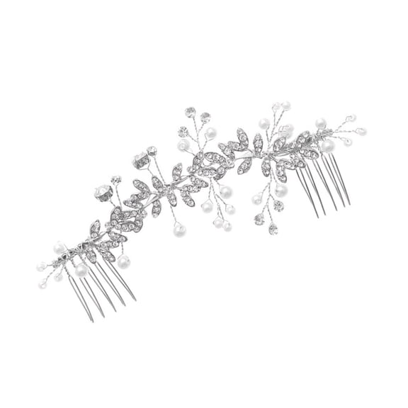 Sinyiin Pearls Rhinestones Hair Comb Bridal Hair Accessories Tiaras Leaf Hairpin For Bride