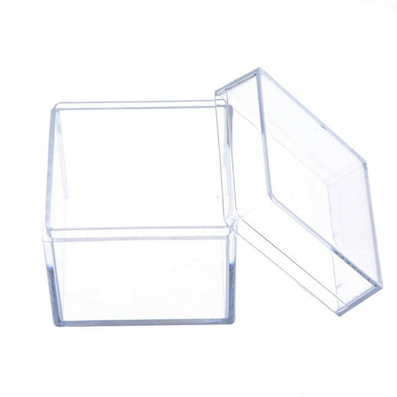 Sinyiin Plastic Square Box Small Plastic Storage Box 5 Sided Square Transparent Container for Candy Pills and Small Jewelry