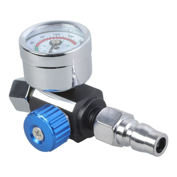 Sinyiin Practical 1/4" Spray Gun-Air Regulator Gauge Red & Blue Air Adjusting for Valve Regulator for Spray Guns and Pneumatic T