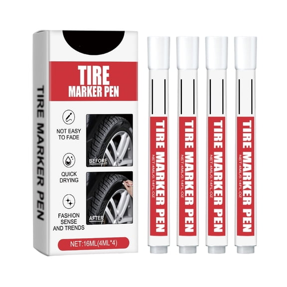 Sinyiin Professional White Tire Paint Labeling Markers 4PCs Water Resistant High Coverage Markers For Vehicle Tire Customization