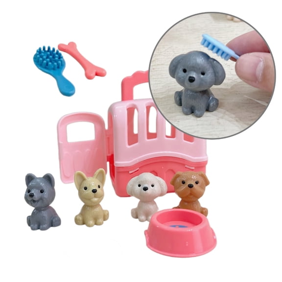 Sinyiin Realistic Dog Grooming Feeding Pretend Play Toy for Kids Girl Pet Raising Pet Carriers Toy Kids RolePlaying Learning Gift