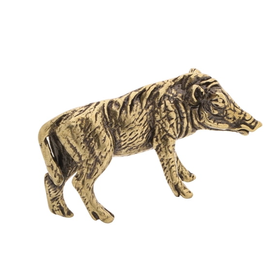 Sinyiin Solid Brasses Antique Wild Boar Miniature Figurine Home Decors Ornament With Detailed Carving For Study And Living Room