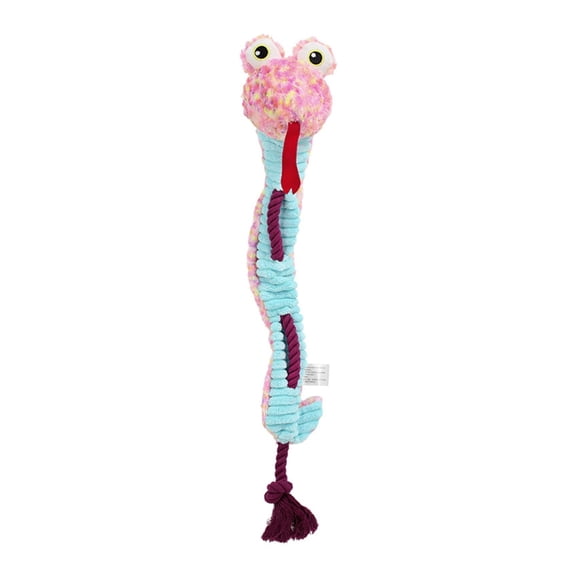 Sinyiin Stuffless Puppy Training Toy Squeaky Snake Designs Soft Rope Plush Chew Interactive Pull Toy For Mental Stimulation