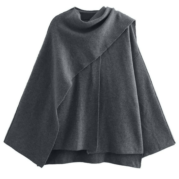 Sinyiin Winter Fall Asymmetrical Scarf Coat Long Sleeve Knitted Sweater Jackets Side Slit Loose Cardigan for Women Streetwear