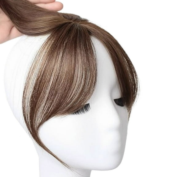 Sinyiin Women Natural Bangs Toppers Hairpieces for Covering White Full Fringe Bangs