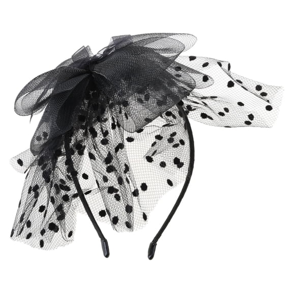 Sinyiin Womens Vintage Tea Party Fascinators Hat Ultra-Large Polka Dot Bowknot Headband