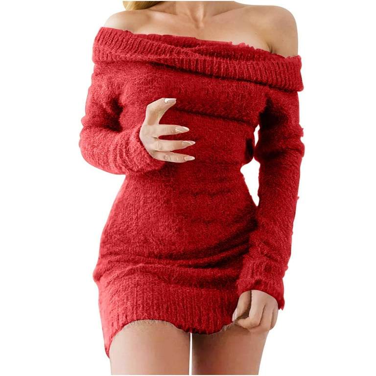 Sexy Solid Off-Shoulder Slim Knitting Sweater Sexy Solid Off-Shoulder Slim Knitting Sweater