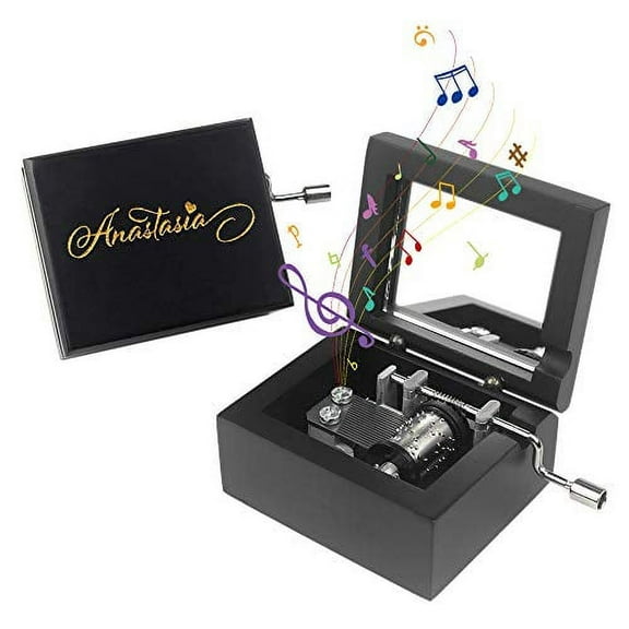 Sinzyo Black Wood Mechanism Musical Box Wind Up Music Box Gift for Christmas/Birthday/Valentine's Day, Melody (Anastasia-Once Upon a December)