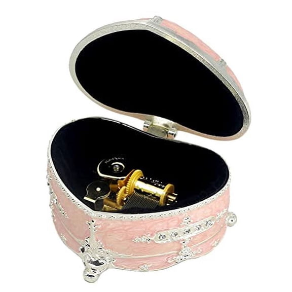 Sinzyo Emboss Alloy Metal Music Box Wind Up Movement Music Box for Friends on Christmas,Valentine's Day (Boutique Embossed Metal Music Box L, Tune ; Brahms Lullaby)