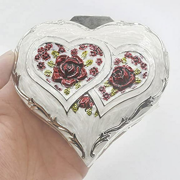 Sinzyo Emboss Alloy Metal Music Box Wind Up Movement Music Box for Friends on Christmas,Valentine's Day (Boutique Embossed Metal Music Box L, Tune;My Heart Will go on)