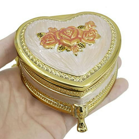 Sinzyo Emboss Alloy Metal Music Box Wind Up Movement Music Box for Friends on Christmas,Valentine's Day (Boutique Embossed Metal Music Box P, Tune ; la Vie en Rose)