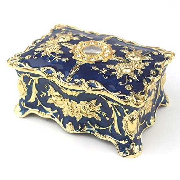 Sinzyo Emboss Alloy Metal Music Box Wind Up Movement Music Box for friends on Christmas,Valentine's day (Boutique embossed metal music box F, Tune;Elfen Lied)