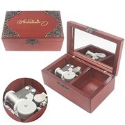 Sinzyo Music Box Wooden Jewelry Box Musical Boxes 18 Notes Retro Collection with Mirror and Christmas Gift Tune ; Anastasia-Once Upon a December, Vintage Red Jewelry Box