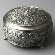 Sinzyo Round Emboss Alloy Metal Music Box Wind Up Antique Jewelry Musical Boxes Christmas Birthday Valentines Day Gifts Plays Anastasia-Once Upon a December