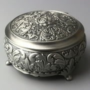 Sinzyo Round Emboss Alloy Metal Music Box Wind Up Antique Jewelry Musical Boxes Christmas Birthday Valentine's Day Gifts Plays Anastasia-Once Upon a December