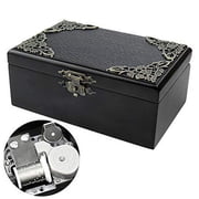 Sinzyo Vintage Wood Carved Mechanism Musical Box Wind Up Music Box Jewelry Box Black Box, Anastasia-once Upon a December
