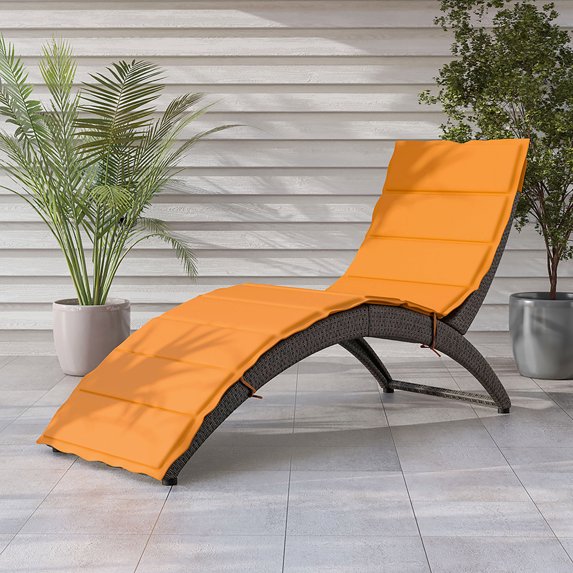 Sion PE Wicker and Steel Patio Chaise Lounge, Orange and Gray