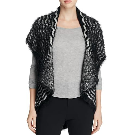 Sioni Womens Knit Pattern Casual Vest B/W L/XL