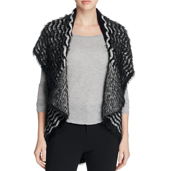 Sioni Womens Knit Pattern Casual Vest B/W L/XL