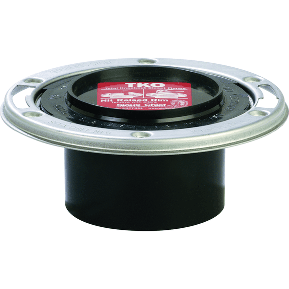 Sioux Chief Total Knockout 3 In. Hub/Inside 4 In. ABS Toilet Flange w/SS Swivel Ring - Single Pack Residential Use, Standard Application
