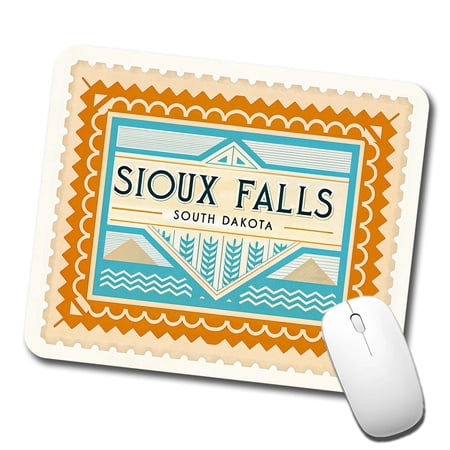 Sioux Falls SD South Dakota Travel Vacation Stamp Mouse Pad Low Profile Gaming Mat