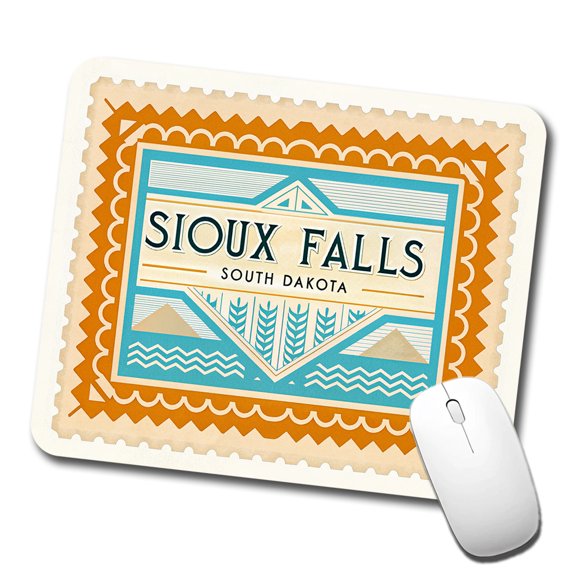 Sioux Falls SD South Dakota Travel Vacation Stamp Mouse Pad Low Profile Gaming Mat