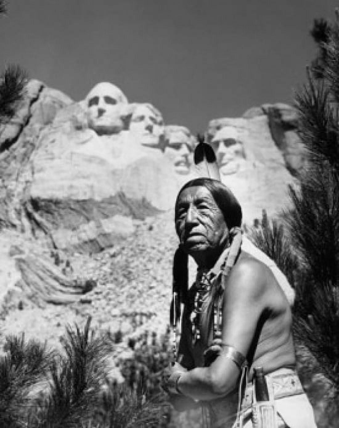 Sioux man standing in front of a memorial Mount Rushmore National Memorial South Dakota USA Canvas Art - (18 x 24)