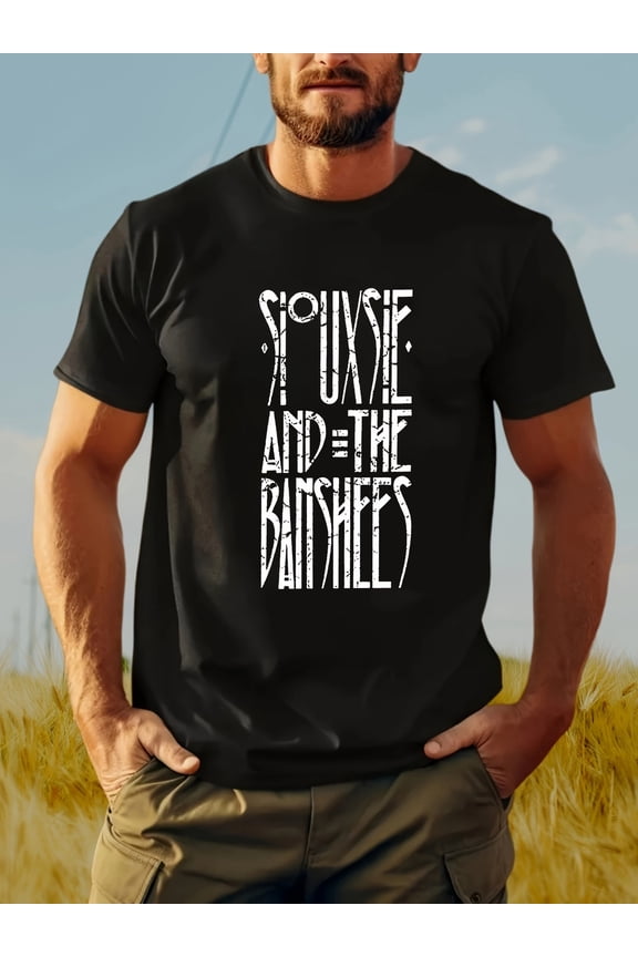 Siouxsie and the Banshees Graphic Tee for Men - 100% Cotton Knit Fabric Casual T-Shirt with Crew Neck, Short Sleeves - Fits H Type - Perfect for Casual Wear, Hiking, Sports, Spring/Summer/Fall -