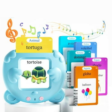 Sioweci 1 Set Talking Flash Card Educational Toy Kids Early Education Machine Travel Preschooler ABC Words Spelling Reading Learning Toy Toddlers Boys Girls Gift Blue Size A