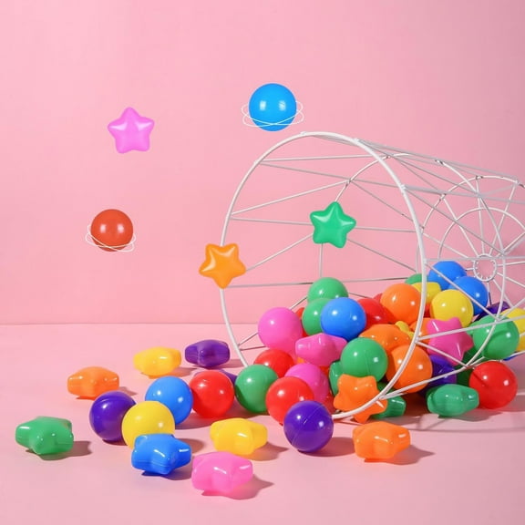 Sioweci 100Pcs Ocean Ball Pit Balls Safe Star Balls for Playrooms Sensory Perception Toys Coordination Training Balls for Kids Bounce House Accessories Style A