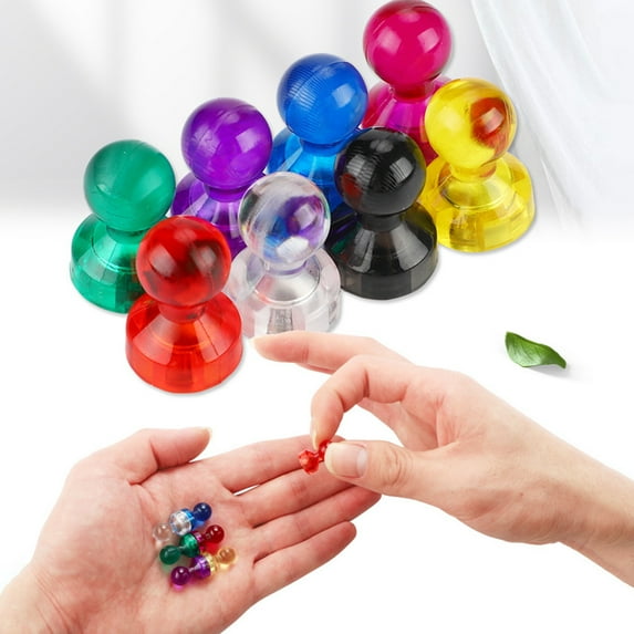 Sioweci 10Pcs Magnetic Push Pins Strong Suction Multi-purpose Mini Colorful Transparent Refrigerator Magnets Thumbtacks for School Purple