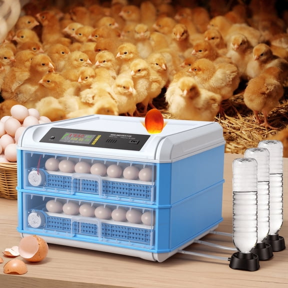 Sioweci 120 Large Automatic Egg Incubators with Automatic Egg Turning & Temperature Control,Dual Power Supply Intelligent Poultry Hatcher with Adjustable Tray Spacing,Blue