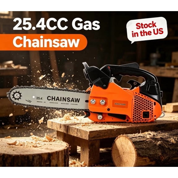 Sioweci 12Inch Top Handle Gas Chainsaw 25.4cc 2-Stroke Petrol Handheld Cordless Chain Saw Portable Chain Saws with Quick Start for Professional Tree Wood Cutting