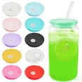 thumbnail image 1 of Sioweci 2/10 Pcs Acrylic Lids for 16 Oz Glass Cups Thickened Good Sealing with Straw Hole Easy to Clean Glass Mug Lid Style B, 1 of 13