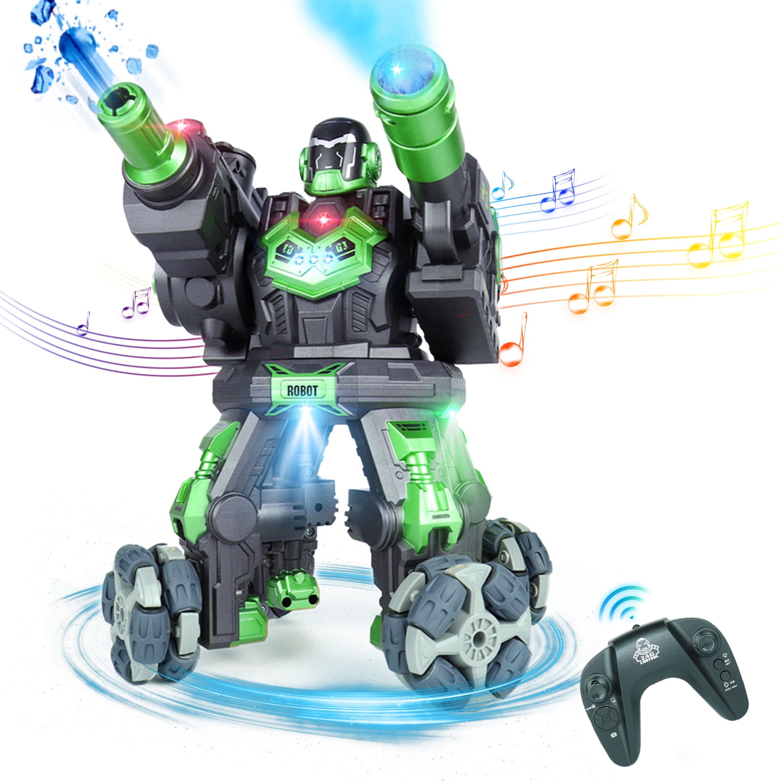 Sioweci 2.4GHz Remote Control Robot Car with Music Light Water Bombs
