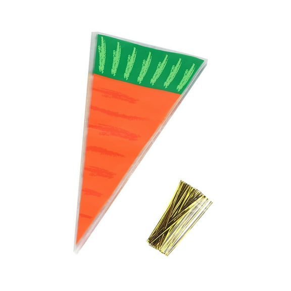 Sioweci 20/50/100Pcs Candy Bags Moisture-proof Cartoon Shape Plastic Cute Carrot Design Snack Popcorn Packing Bags for Bakery 50pcs