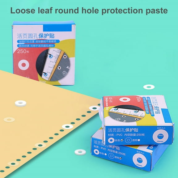 Sioweci 250Pcs Paper Repair Sticker DIY Mini Self-Adhesive Anti-break Loose-Leaf Paper Protector Office Supplies Transparent