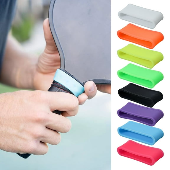 Sioweci 2Pcs Pickleball Paddle Grip Band Elastic Badminton Table Tennis Racket Overgrip Handle Silicone Anti-slip Ring Pickleball Accessories White