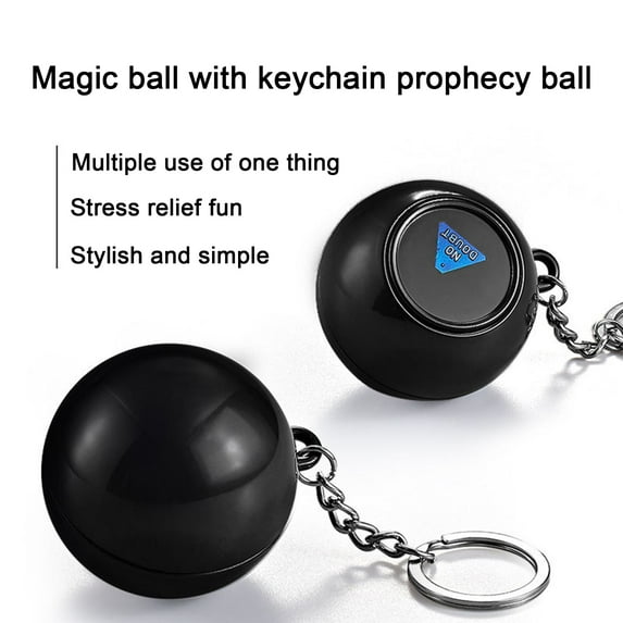 Sioweci 4.5CM Prophecy Ball Keychain Stress Relief Portable Fortune Telling Decision Maker Magical Answer Ball Key Ring Holder Funny Birthday Gift Black