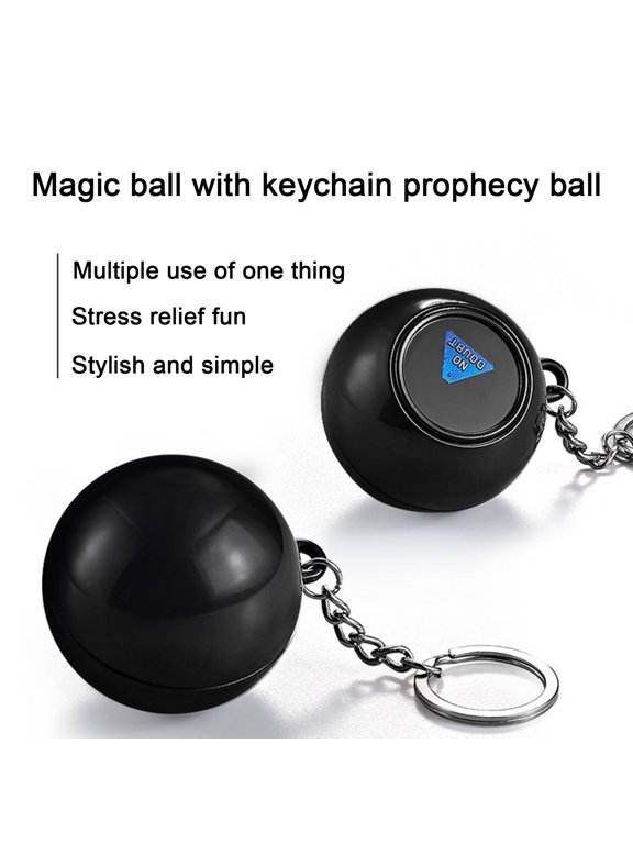 4.5CM Prophecy Ball Keychain Stress Relief Portable Fortune Telling Decision Maker Magical Answer Ball Key Ring Holder Funny Birthday Gift Black