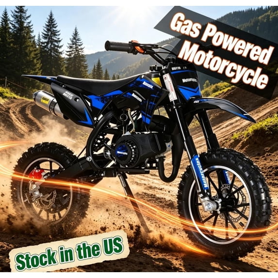 Sioweci 49CC 2-Stroke Gas Kids Dirt Bike with Front & Rear Disc Brake, 10-Inch Off-Road Tire, up to 25 Mph, Mini Motorcycle Gift for Kids, Weight Support up to 330LBS