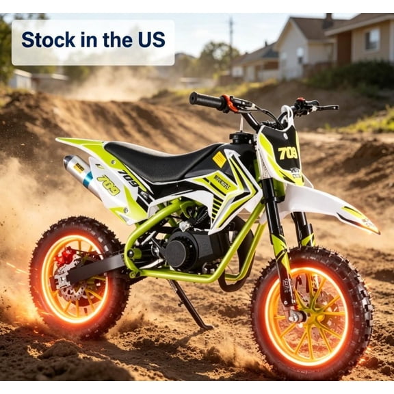 Sioweci 49CC 2-Stroke Kids Dirt Bike, Off Road Dirt Bikes for Kids, Upgraded Dirt Bike Gas, Pocket Rocket Mini Dirtbike, Mini Motorcycle, Gas Power Motocross Max Load 330Lbs