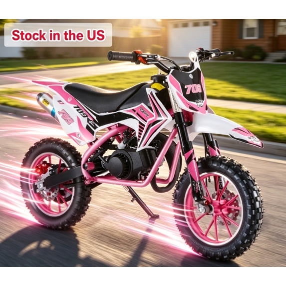 Sioweci 49CC Gas Dirt Bike, 2-Stroke Kids Dirt Bike with Front & Rear Disc Brake, 10-Inch Off-Rode Tire, Up to 19 Mph, Mini Motorcycle Gift for Kids, Weight Support Up to 330LBS