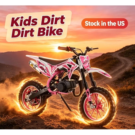 Sioweci 49cc 2-Stroke Kids Dirt Bike, 330lbs Load Capacity Gas Powered Motocross, Off Road Mini Motorcycle Easy Pull Start, Pocket Motorbike with Front Rear Disc Brakes,Max Speed 40KM/H Trail Bike