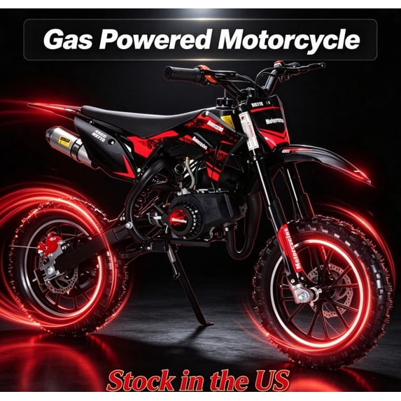 Sioweci 49cc 2‑Stroke Kids Dirt Bike, Gas Powered Mini Off‑Road Motorcycle with Front & Rear Disc Brakes, 10‑Inch Tires,Up to 25 mph, 330 lbs Load