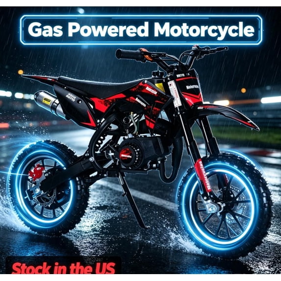 Sioweci 49cc 2-Stroke Kids Dirt Bike,Gas Powered Motorcycle for Kids with Off-Rode Tire, Front Rear Disc Brakes Motocross,Up to 25 Mph,Shock Absorption Pocket Motorbike