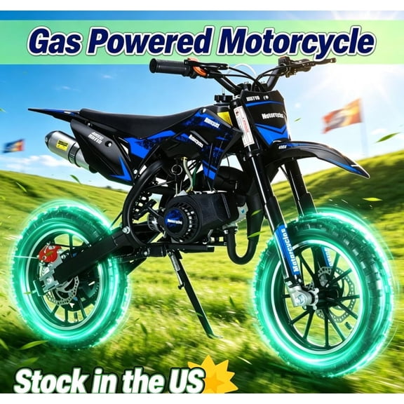 Sioweci 49cc Dirt Bike, 2 Stroke Gas Powered Mini Motorcycle, 2026 Upgraded Off-Road Pocket Bike with Front Rear Disc Brakes, 10 Inch Tires, Shock Absorption, Up to 25 Mph, 330lbs Load for Kids