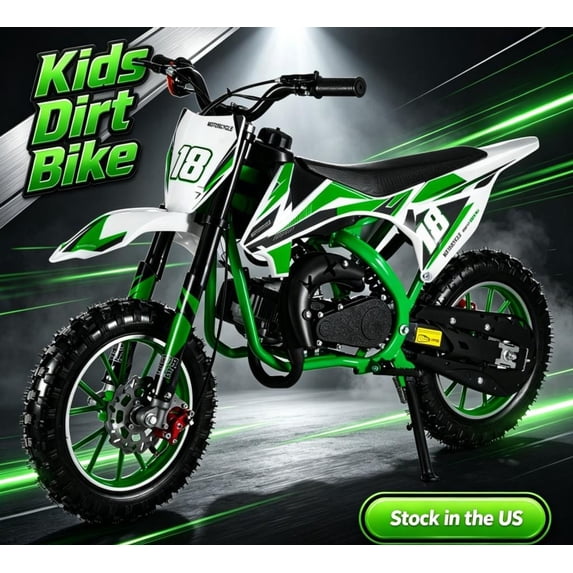 Sioweci 49cc Dirt Bike,2-Stroke Kid Dirt Bike,Dirt Bikes for Kids,Off Road Gas Power Mini Pocket Motorcycle with Front Rear Disc Brakes,Mini Dirt Scooter Bike